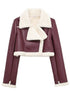 'Josselyn' Faux Fur Cropped Leather Jacket - Celes Fashion